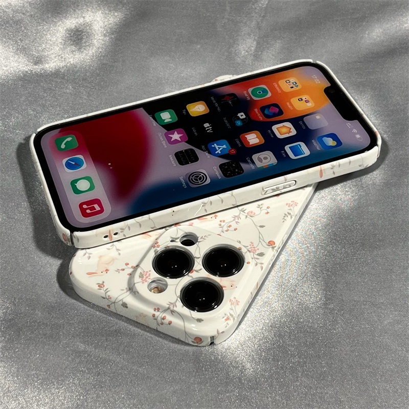 Ốp Điện Thoại Cứng Họa Tiết Hoa / Thỏ Nhỏ Dễ Thương Cho Iphone 713 12 11I 14 8x CKS5