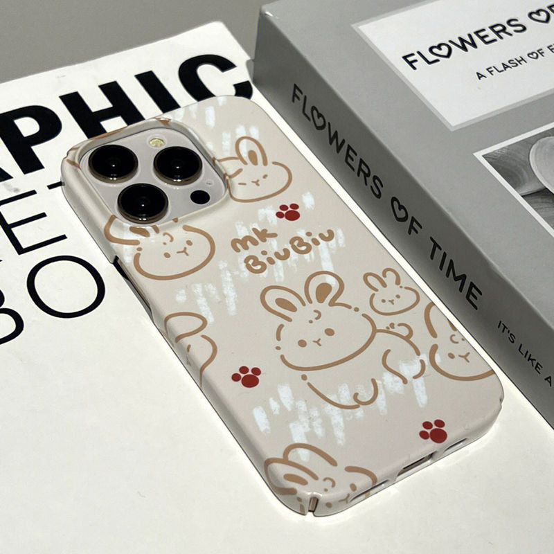 Ốp Điện Thoại Cứng Họa Tiết Thỏ Màu Vàng Nhạt Dễ Thương Cho Iphone 13 13Promax x 11 12 14 3
