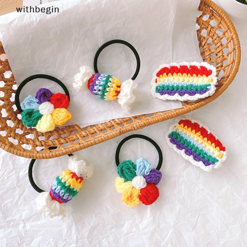 Kẹp Tóc Đan Len Thủ Công Hình Hoa Mưa Dễ Thương Cho Bé Gái