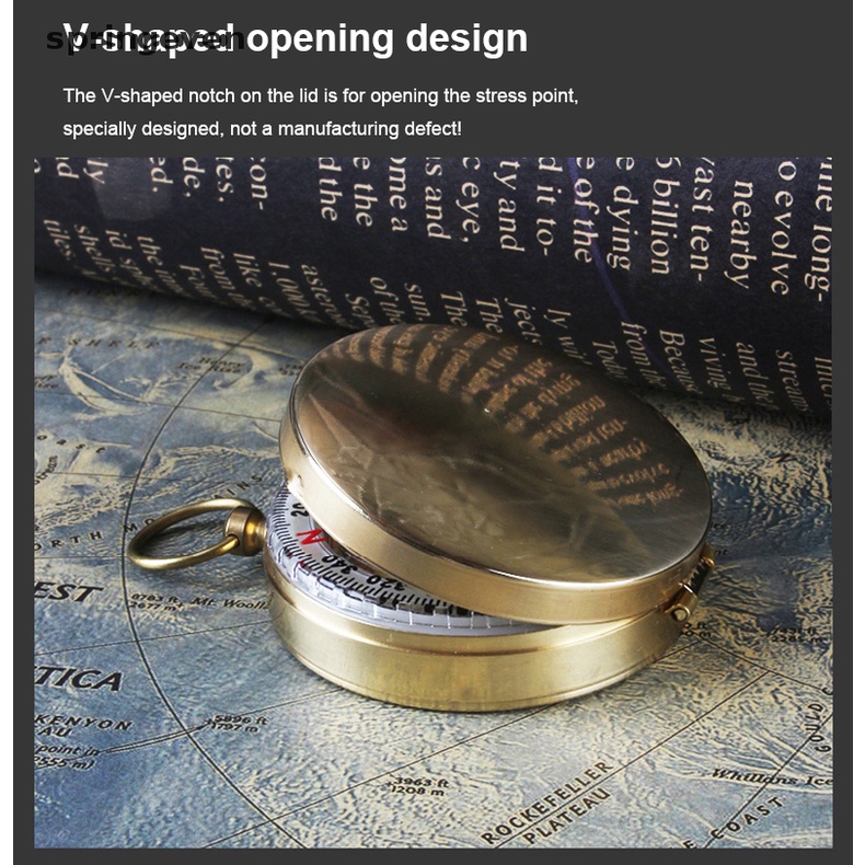 La Bàn Bỏ Túi Bằng Đồng Thau Màu Vàng Chất Lượng Cao Tiện Dụng Mang Theo Du Lịch Cắm Trại