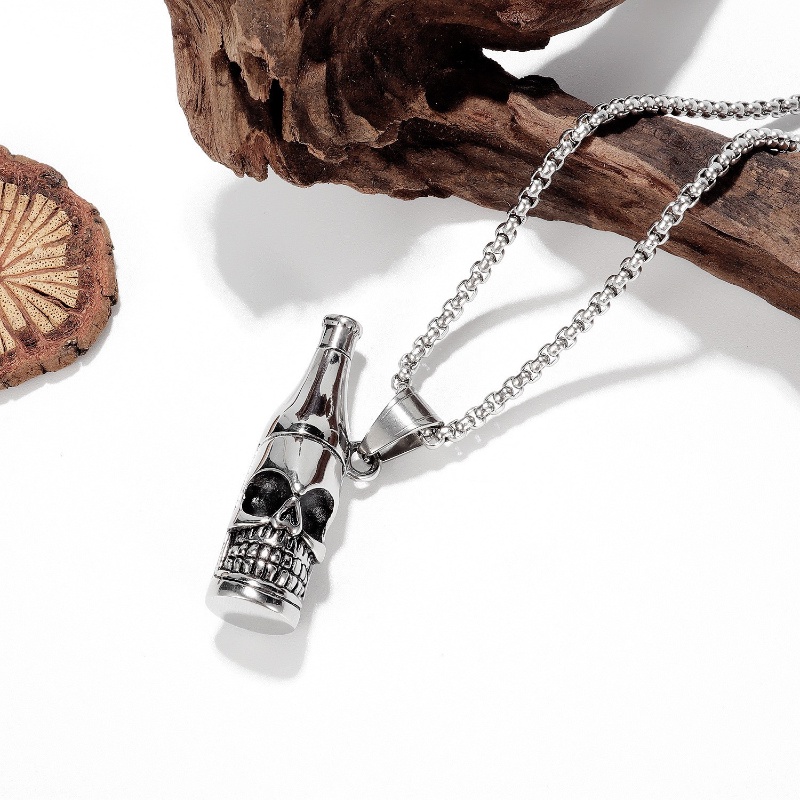 Vòng cổ Thép Titan Không Gỉ Mặt Đầu Lâu / Chai Rượu Phong Cách Hip Hop Thời Trang Cho Nam Và Nữ