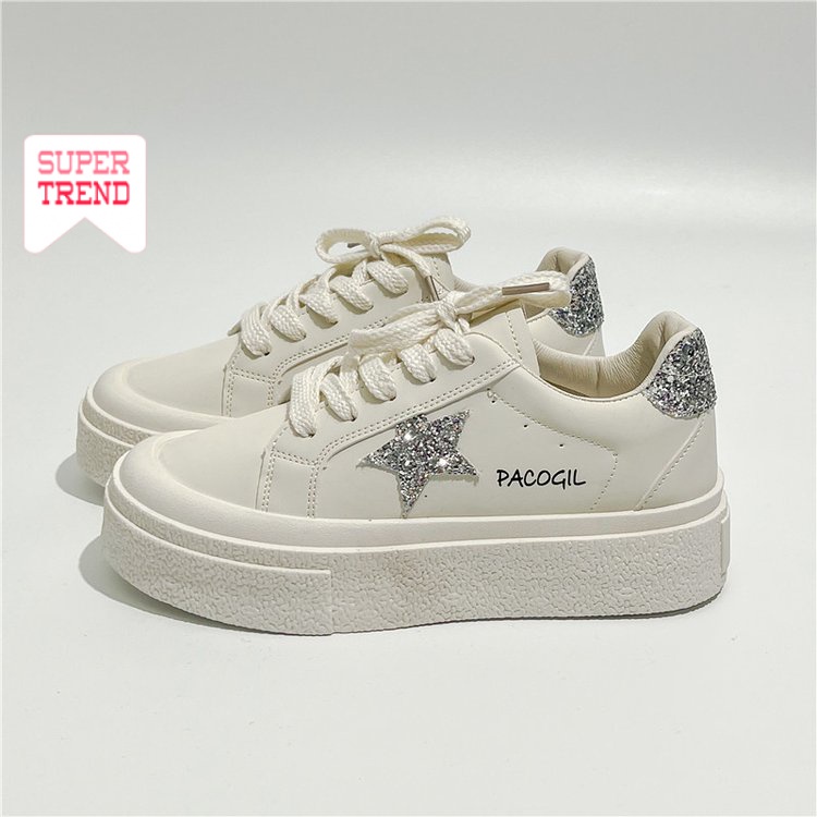 Giày Thể Thao Bằng PU Mũi Tròn 4CM Cột Dây Chéo Trọng Lượng Nhẹ Thoáng Khí Thời Trang Mùa Hè