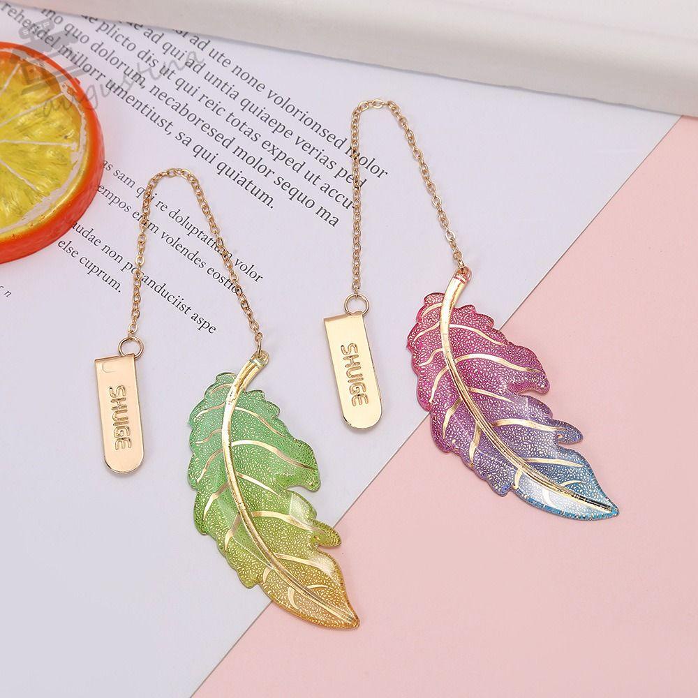 Thẻ Đánh Dấu Sách Hình Lá AUGUSTINA Nhiều Màu Sắc Sáng Tạo Làm Quà Tặng Cho Học Sinh