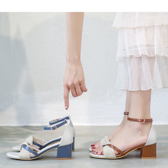 Giày Sandal Cao Gót Da Mềm Thời Trang Mùa Hè 2023 Cho Nữ