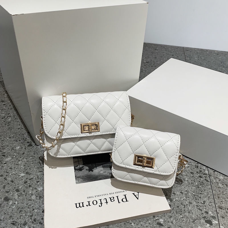 Túi Xách Mini Phối Dây Xích Đeo Vai Kiểu Hàn Quốc Dễ Thương Cho Nữ