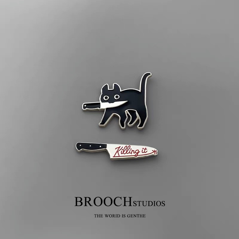 Cute Kitten Creative Cute and Funny Alloy Brooch Badge Male and Female Decoration for Students