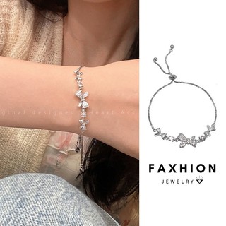 Faxhion Hàn Quốc Nơ Vòng Tay Nữ Sang Trọng Bạc Zircon Vòng Tay Trang Sức Thời Trang Phụ Kiện
