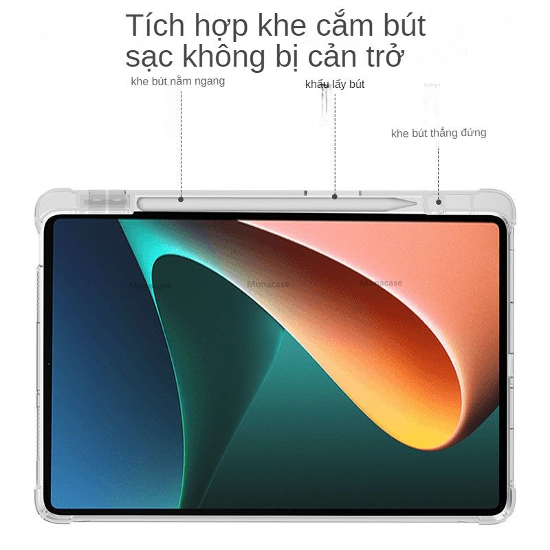 Bao da Xiaomi Pad cho Mi Pad 5 11"/Pro 11", Mi Pad 6 11"/Pro 11",Mi Pad 5 Pro 12.4"-có khe bút,lưng trong suốt