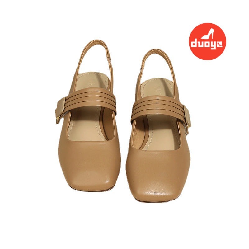 Duoya Tóc Thẳng ~ [Hàng Có Sẵn] Giày Sandal Hở Ngón Màu Trắng Có Khóa Cài Phẳng Hợp Thời Trang Cho Nữ Miễn Phí Vận Chuyển