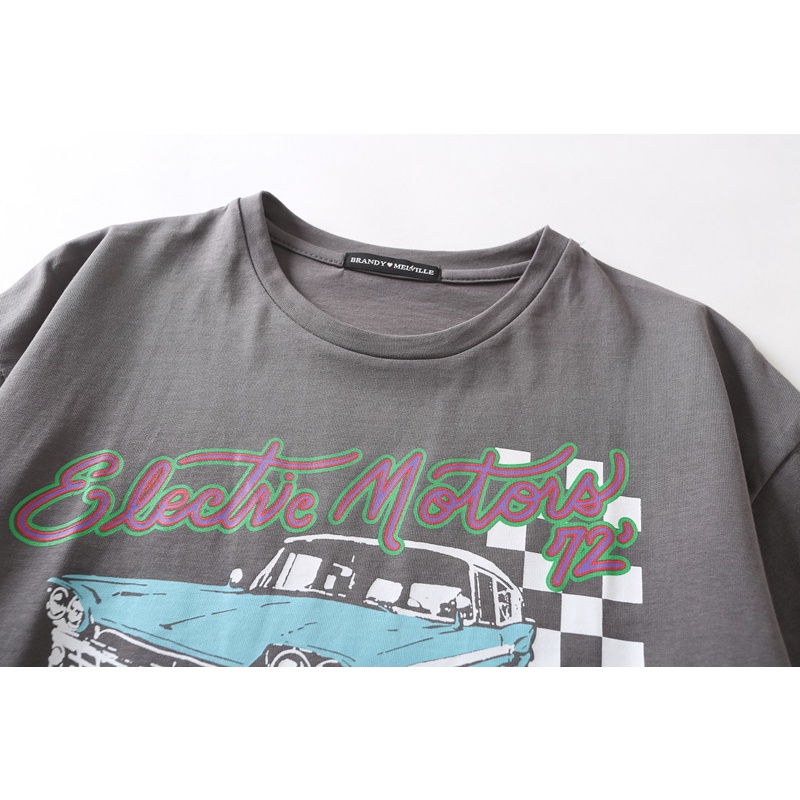 Áo Thun cotton Ngắn Tay in Họa Tiết vintage Thời Trang Mùa Hè Cho Nữ