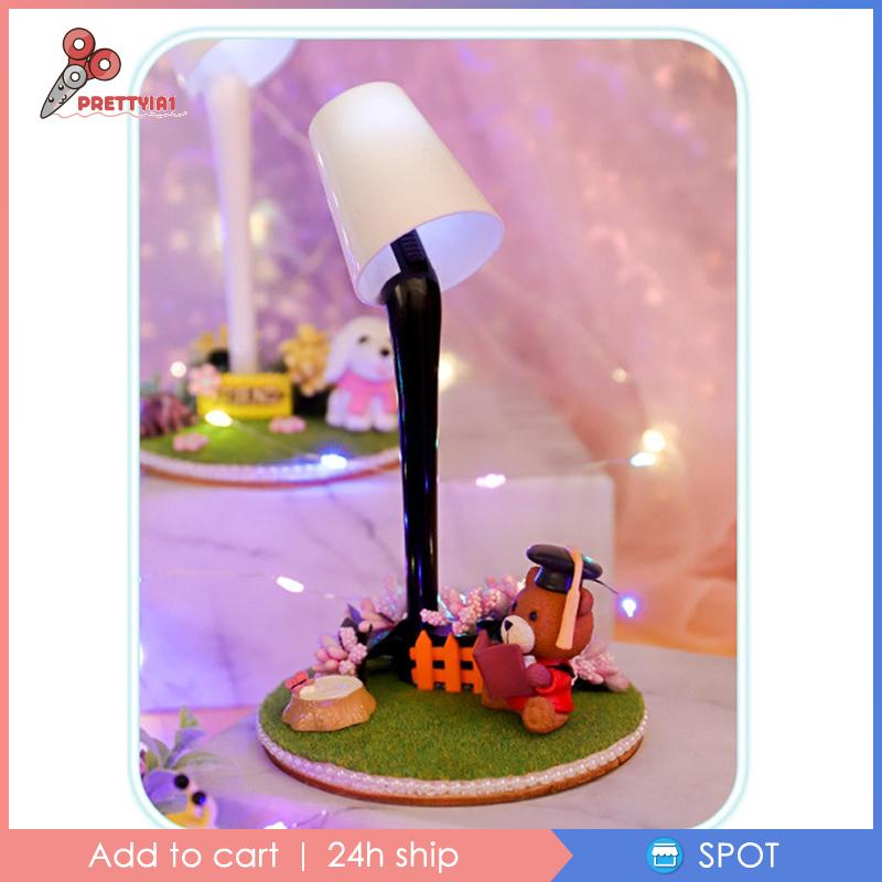 [Prettyia1] Đèn Bàn Mini Kèm Bút Mực Thủ Công Hình Gấu Dành Cho Trẻ Em