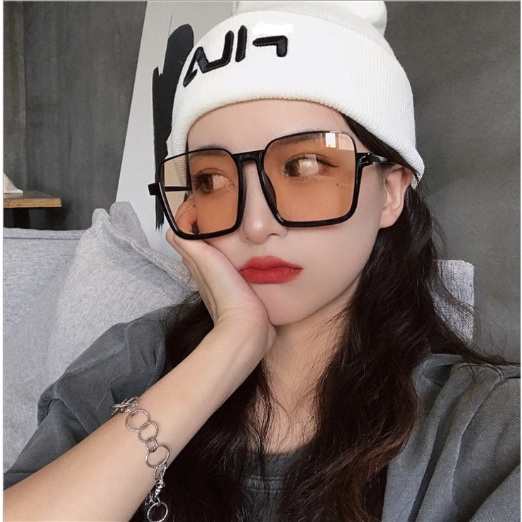Kính Mát Gọng Vuông Oversize Chống Tia UV Phong Cách Retro Dành Cho Nam Nữ