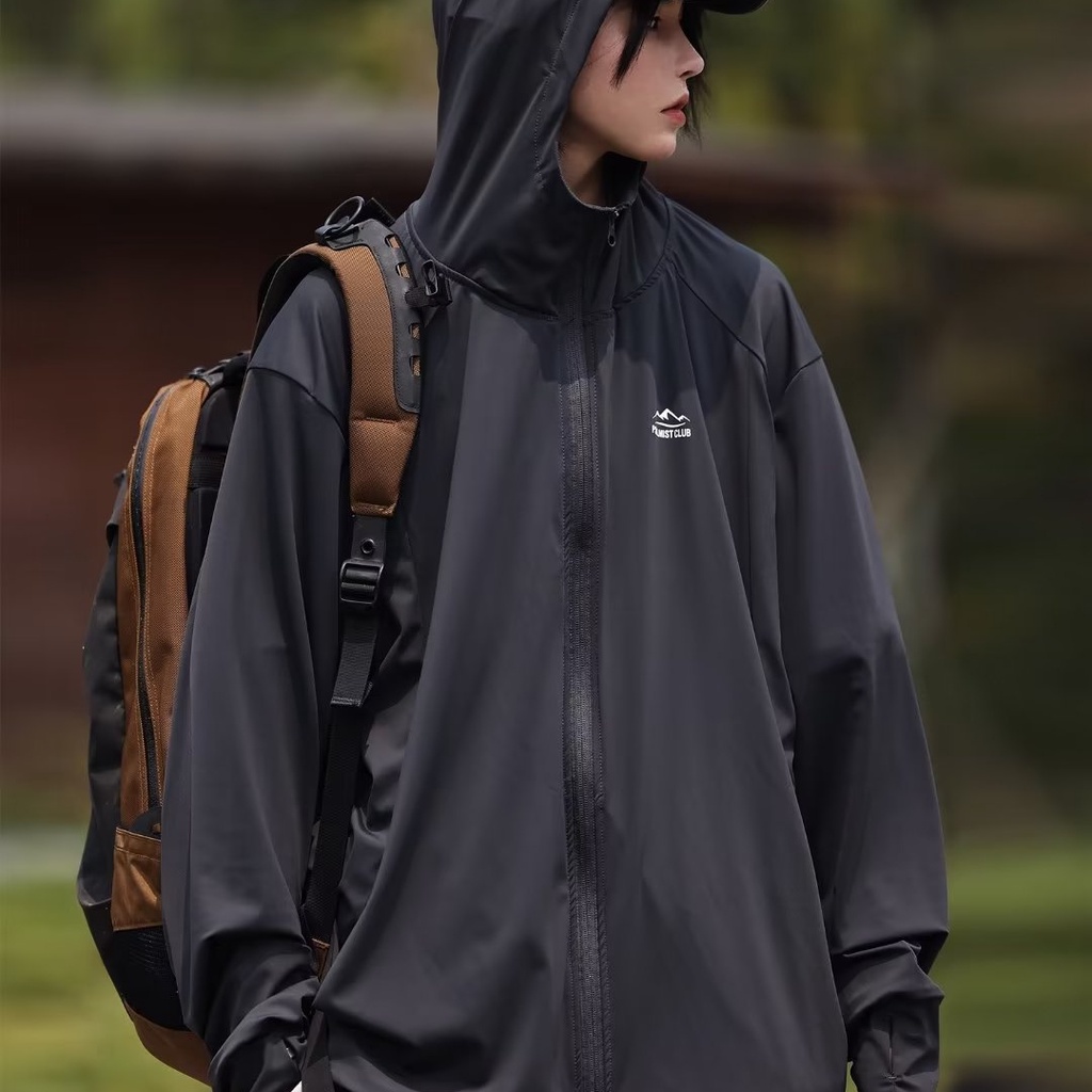 Áo Khoác Chống Nắng Bằng Lụa Lạnh Có Mũ Trùm Chống Tia Cực Tím Phong Cách Nhật Bản Cho Nam Và Nữ