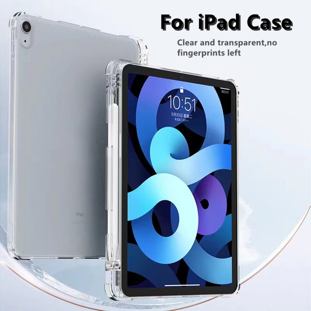 Ốp Máy Tính Bảng Bằng PC Trong Suốt Có Ngăn Đựng Bút Cho iPad 9th 10th Gen9 10.2 Air 5 4 3 2 7th 8th Pro 11 M2 12.9 10.5