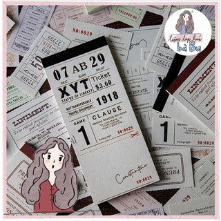 Mix 40 tờ ticket 8 mẫu dễ xé dùng để trang trí sổ tay theo phong cách cổ điển vintage