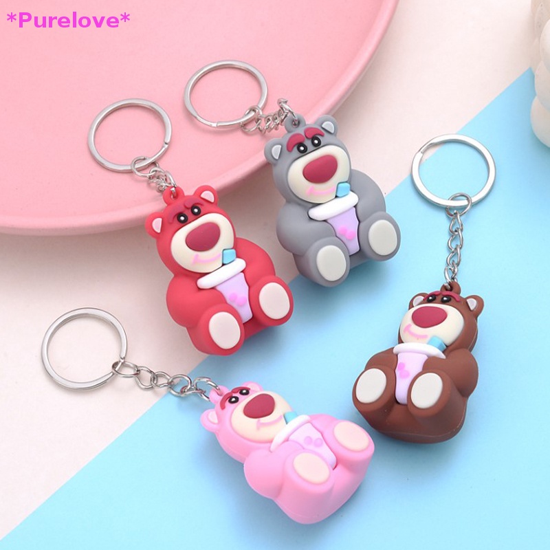 Móc Khóa Nhựa Resin Hình Gấu Dâu Tây Dễ Thương Sáng Tạo Dành Cho Cặp Đôi Mới