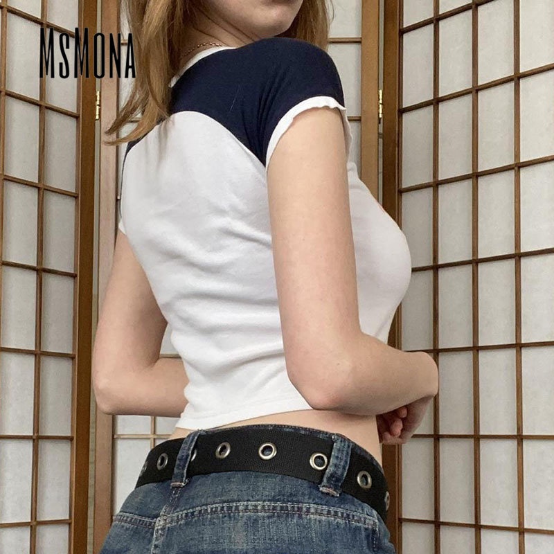 Áo Thun Tay Ngắn Cổ Tròn Màu Trơn In Chữ Thời Trang 2023 Quyến Rũ Cho Nữ