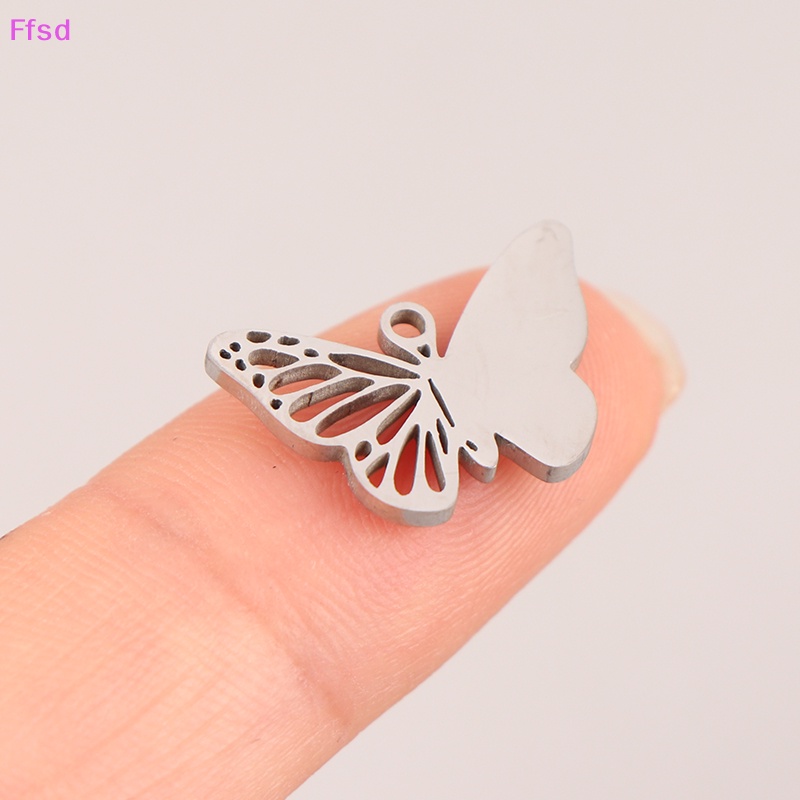 {Ffsd} Mặt Dây Chuyền Bằng Inox Tráng Gương Đơn Giản Hạt Hình Bướm Lỗ Rỗng * Bán Chạy