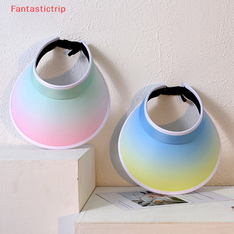 Mũ Chống Nắng Vành Rộng Hở Chóp Màu Gradient Chống Tia UV Có Thể Điều Chỉnh Kích Cỡ Thời Trang Mùa Hè Cho Nữ