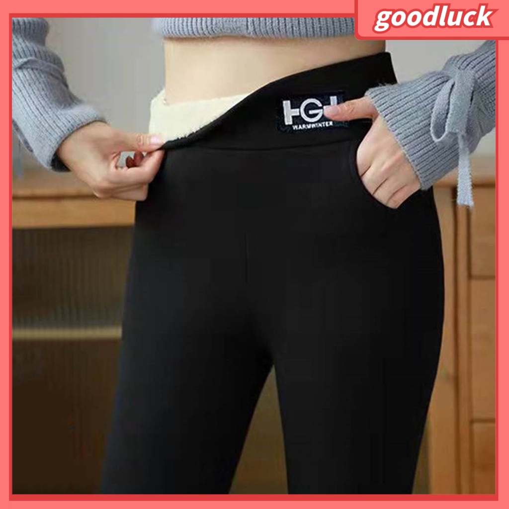 [ULK] Quần Legging Ôm Dáng Dày Dặn Mềm Mại Màu Trơn Lưng Cao Có Túi Giữ Ấm Mùa Đông Cho Gia Đình