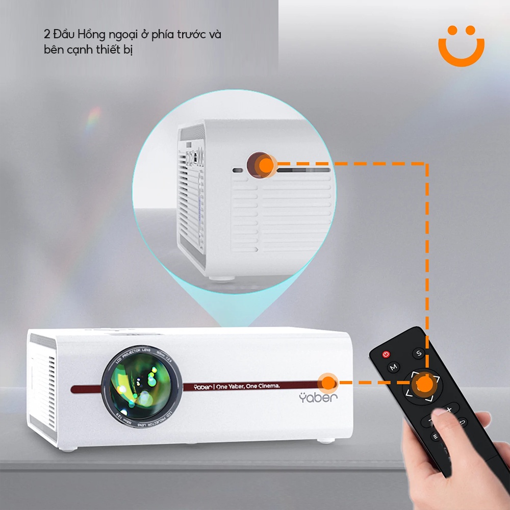 Máy chiếu mini YABER V5 Wifi hổ trợ Full HD Độ sáng 135 ASNI - Hiệu suất âm thanh nổi HiFi 5W - MH 300 Inches