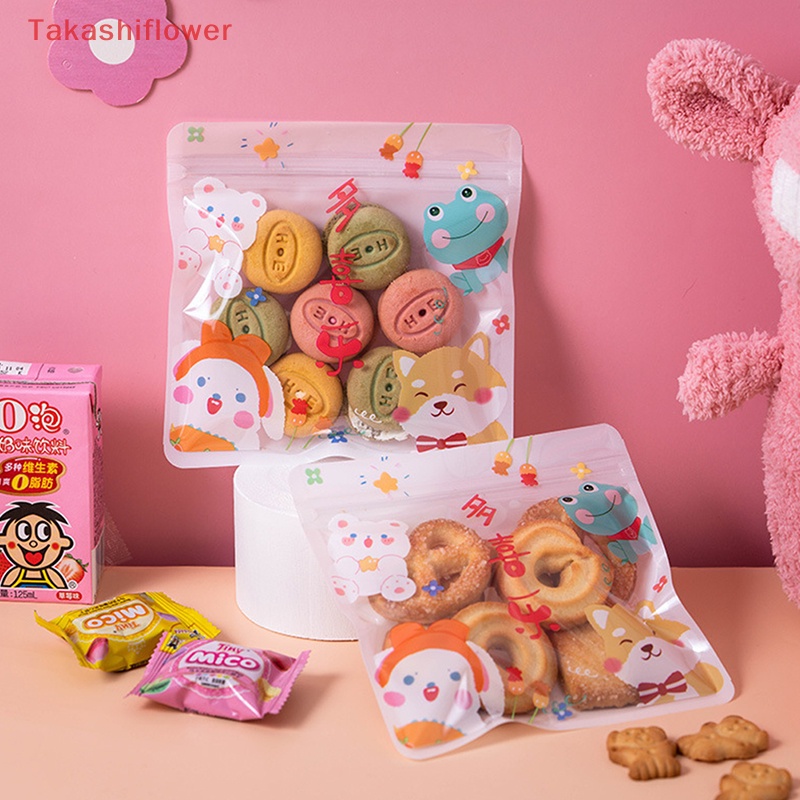 Set 10 Túi Đựng Bánh Kẹo Có Khóa Kéo Họa Tiết Hoạt Hình Dễ Thương
