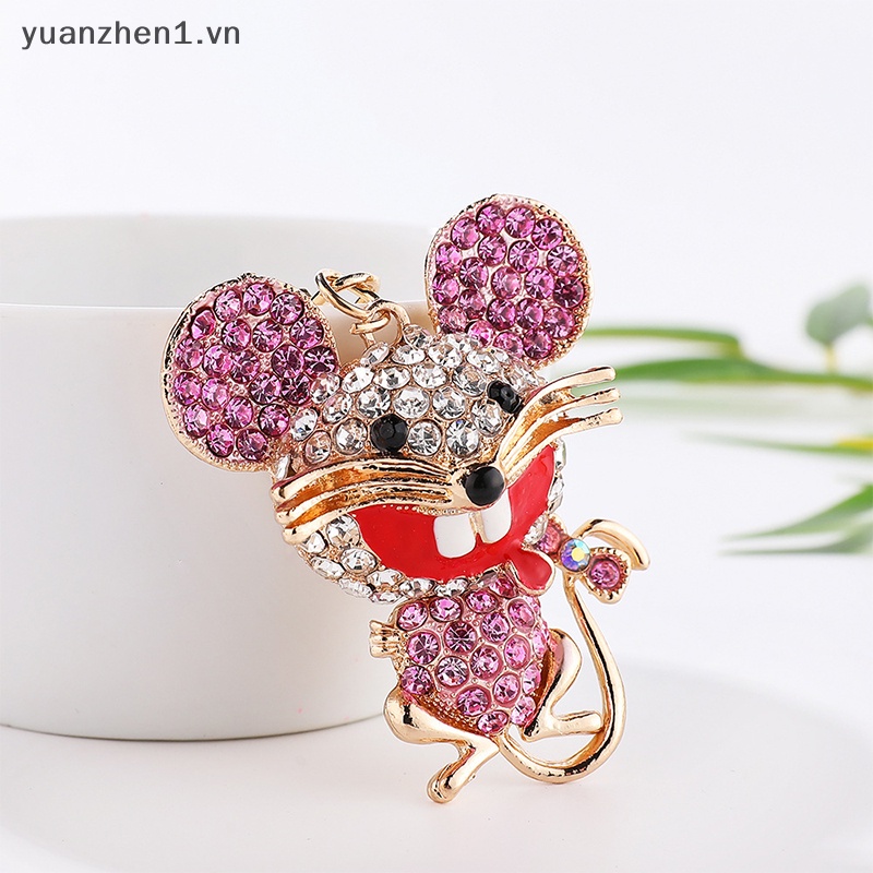 Móc Khóa Hình Chuột Đính Đá Nhiều Màu Sắc Dễ Thương