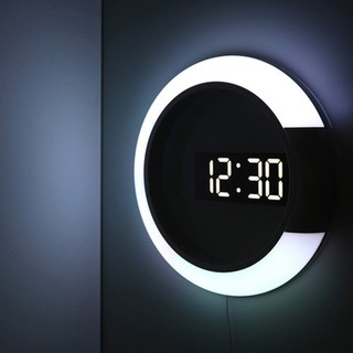LED Mirror Hollow Wall Clock Modern Minimalist Creative Alarm Clock Wall Clock