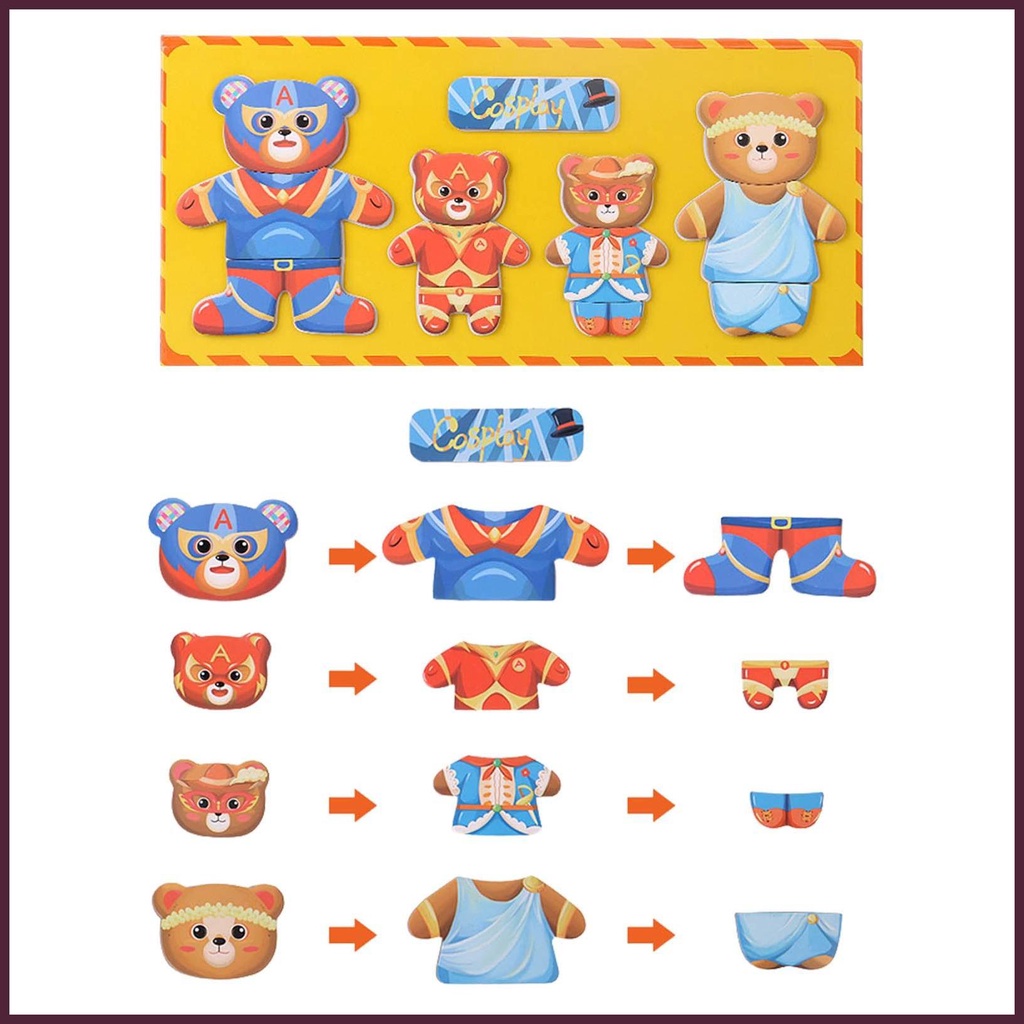 Bộ Đồ Chơi Xếp Hình Gấu Mặc Đồ Cho Gia Đình