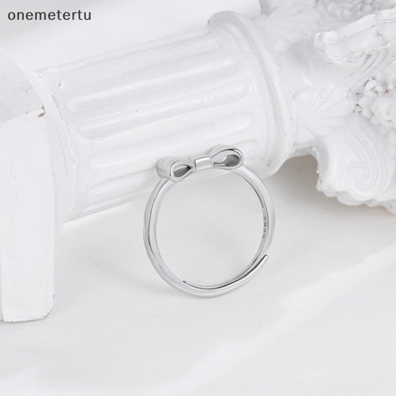 Onemetertu Nhẫn Bạc Họa Tiết Nơ Đơn Giản Có Thể Điều Chỉnh Kích Thước Thời Trang Cao Cấp