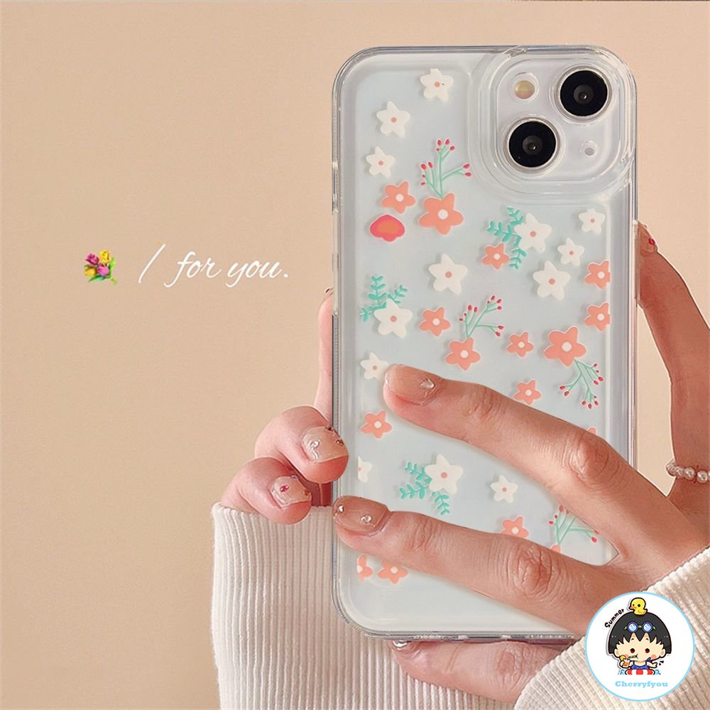 Ốp Điện Thoại TPU Mềm Trong Suốt Họa Tiết Hoa Chống Bụi Cho IPhone 14 13 12 11 Pro Max XS XR 8 7 Plus