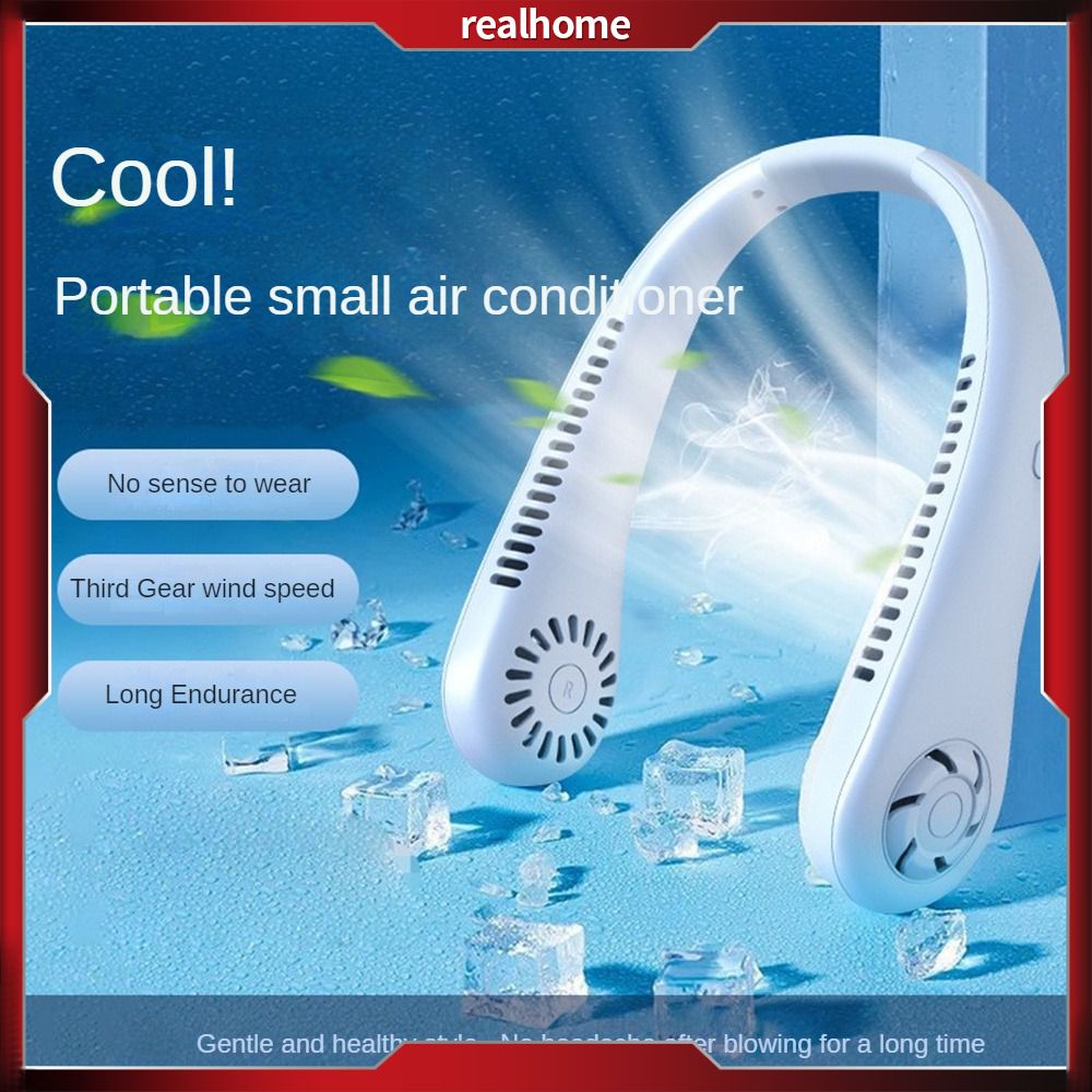 New Cổ Fan Có Thể Sạc Lại USB Xách Tay Cổ Fan Lý Tưởng Bán Buôn Độ Bền Dài Có Thể Sạc Lại Di Động Lười Biếng Im Lặng Cổ Không Cánh Quạt Cổ Dây Đeo Vent Realhome