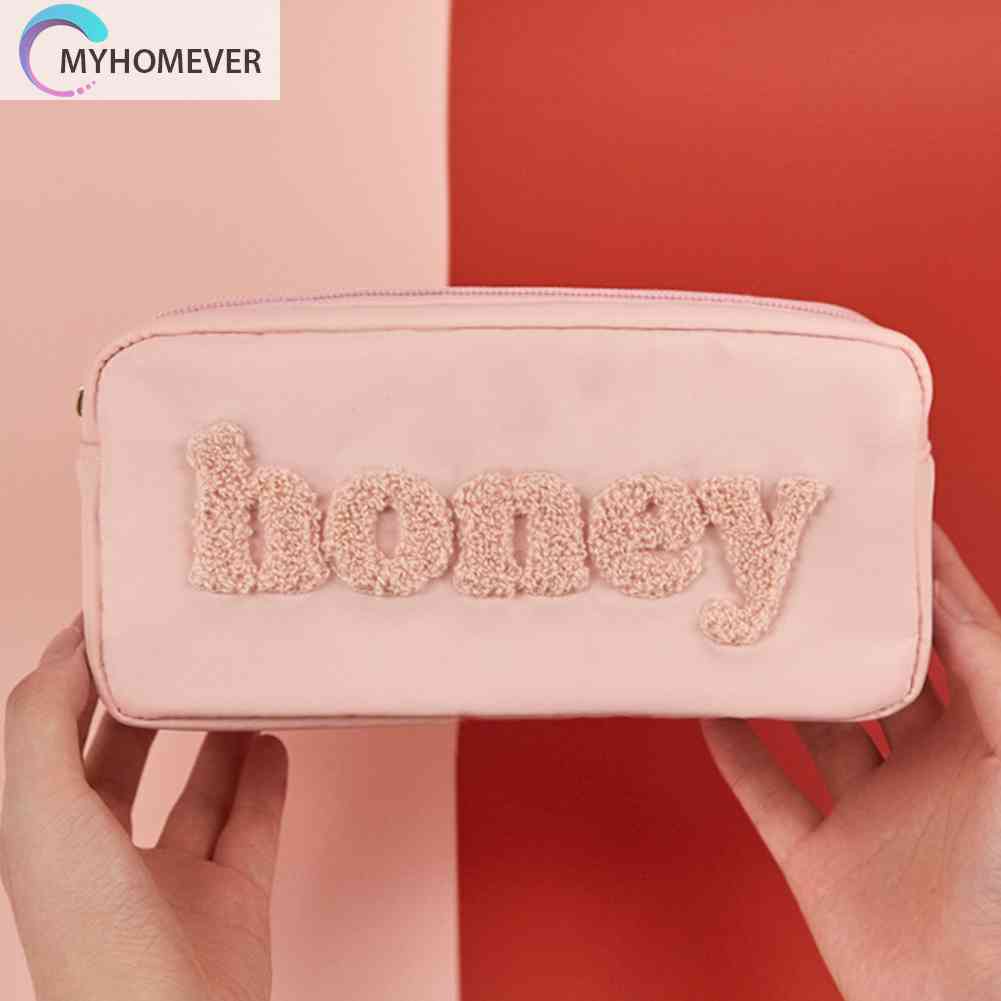 Túi Đựng Mỹ Phẩm Bằng Nylon Cỡ Lớn Thêu Họa Tiết Xinh Xắn Thời Trang Mùa Hè Cho Nữ