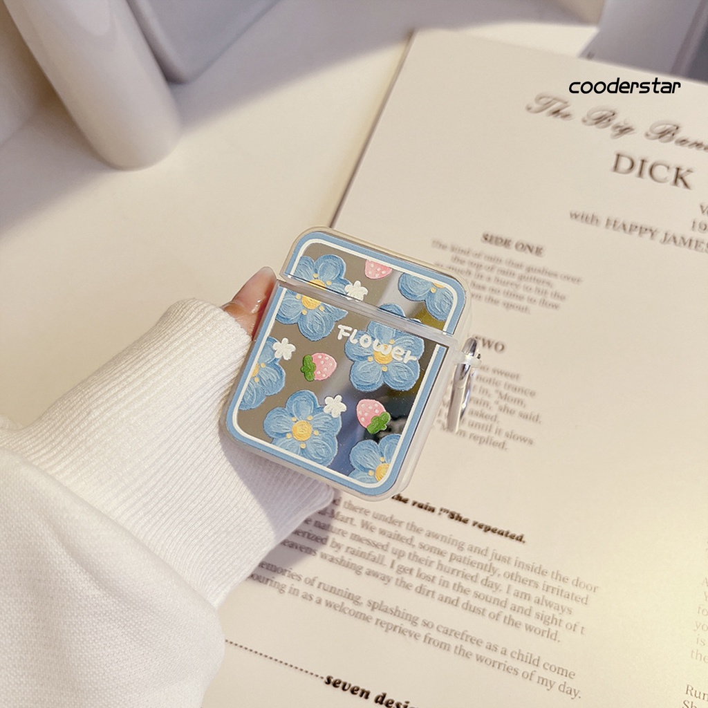 Vỏ Bảo Vệ Hộp Đựng Tai Nghe Airpods 1 / 2 / 3 Bằng TPU Tráng Gương In Họa Tiết Hoa &amp; Việt Quất Nhỏ Gọn Chống Sốc / Rơi Tiện
