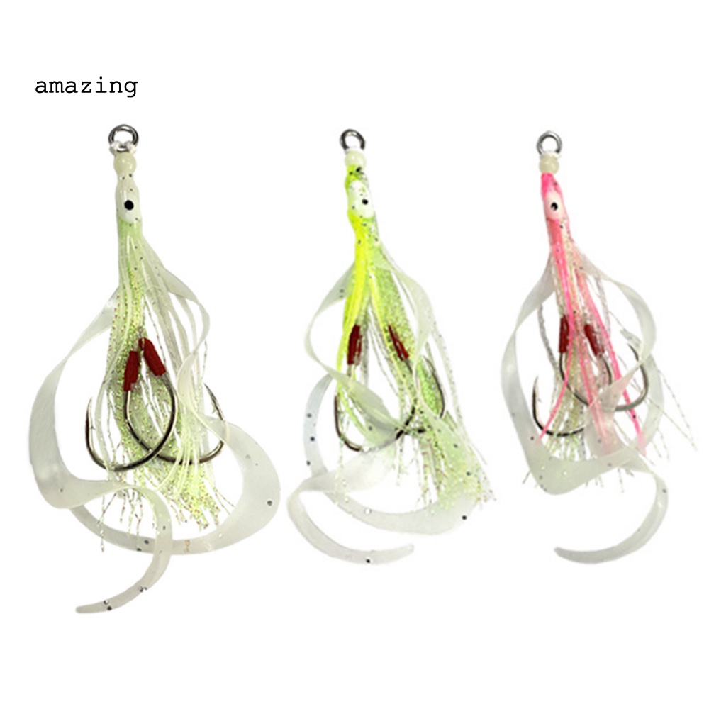 Bộ 2 Mồi Mực Silicone Mềm Phát Sáng Trong Đêm Hỗ Trợ Câu Cá