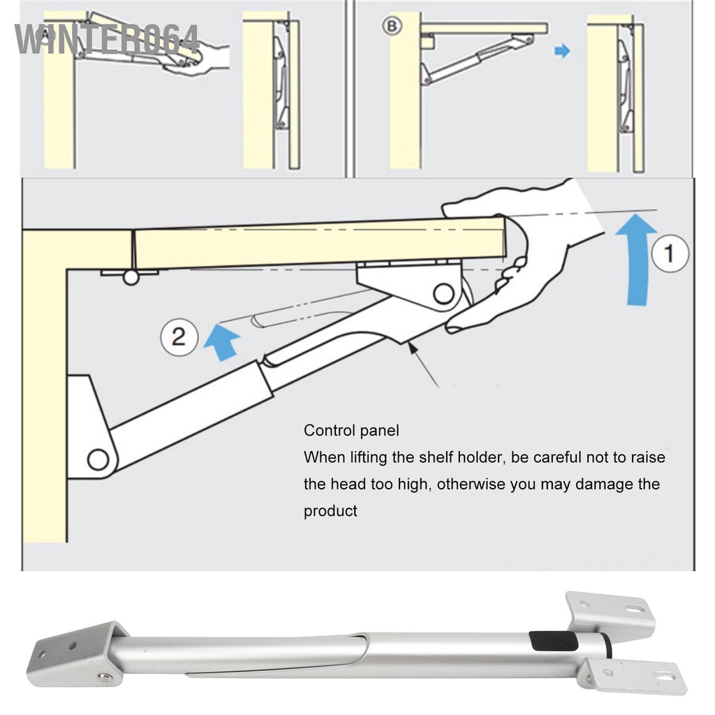 Winter064 Thanh giá đỡ mở rộng quầy 260‑430mm Bản lề hỗ trợ kệ gấp bằng hợp kim nhôm cho nhà bếp RV
