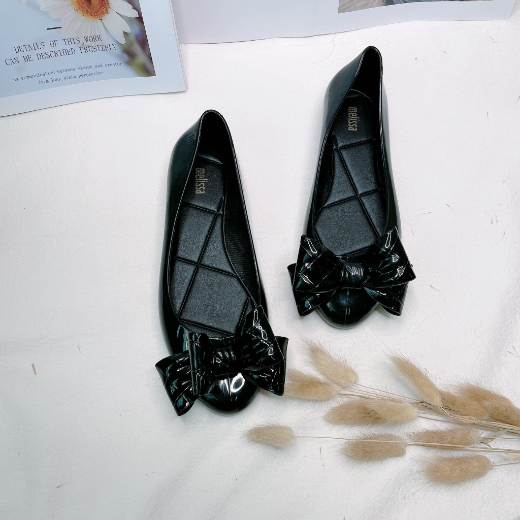 Hàng Mới Về  Giày Búp Bê Mũi Tròn Đế Bằng Đính Nơ To Phong Cách Hàn Quốc Ngọt Ngào meilissa Melissa