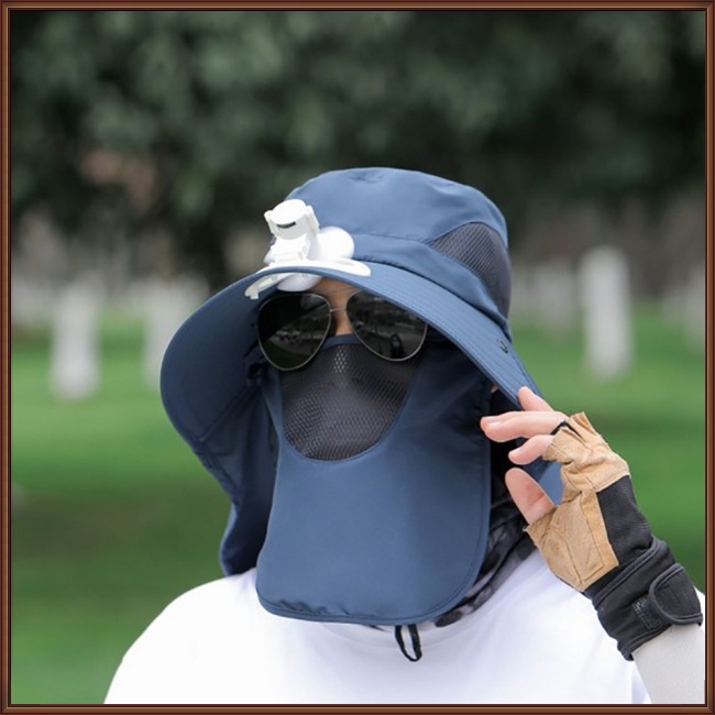 Mũ Chống Nắng Mùa Hè Có Quạt Lưới Thoáng Khí Bảo Vệ Mặt Cổ Cho Nam Khi Câu Cá / Leo Nú