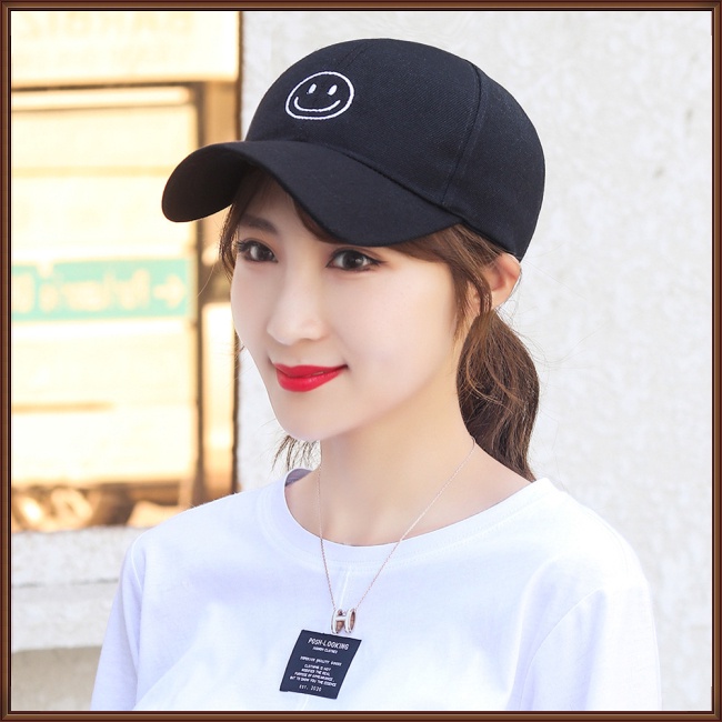 Mũ Lưỡi Trai Bằng Vải Canvas In Hình Mặt Cười Phong Cách Thời Trang Cho Nam Và Nữ