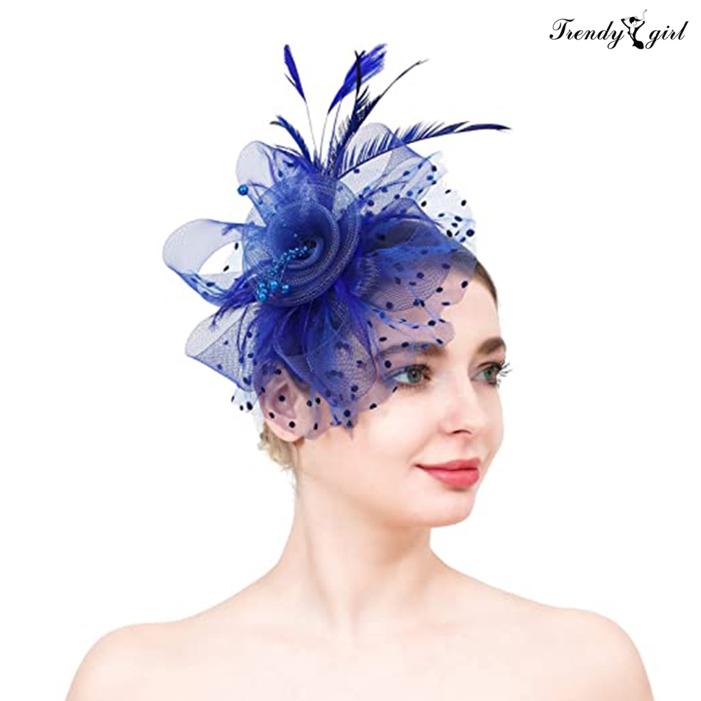 Tl.2 Phụ Kiện Cài Tóc Trang Trí Tóc Cho Cô Dâu Hình Nón Lưới Đính Hoa Lông Vũ Trang Trí Tiệc Cưới Sân Khấu