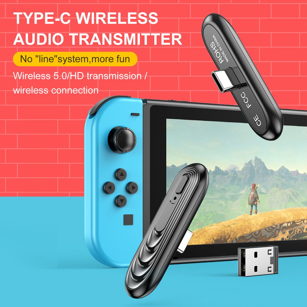 Wireless 5.0 Adapter Usb Transmitter Receiver Stereo Audio Transmitters Type-C For Nintendos Switches [Q/5]
