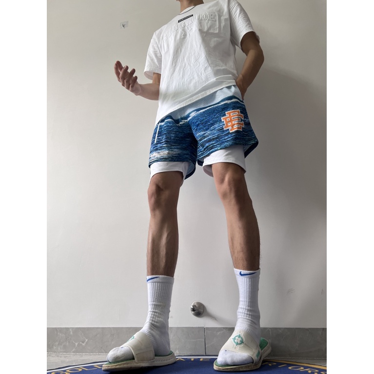 Eric Emanuel Quần Short Thể Thao Bóng Rổ Dài Đến Đầu Gối Dáng Rộng Khô Nhanh Hợp Thời Trang Đường Phố Mỹ