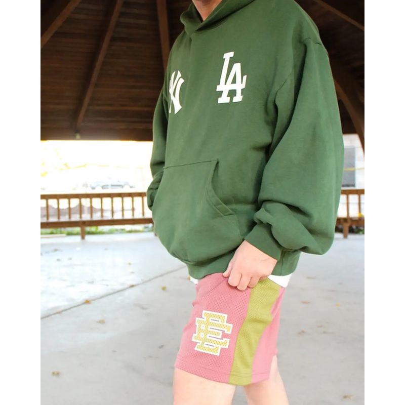 Eric Emanuel Quần Short Thể Thao Bóng Rổ Chạy Bộ Dáng Rộng Phối Màu Tương Phản Nhanh Khô Phong Cách Mới Mỹ