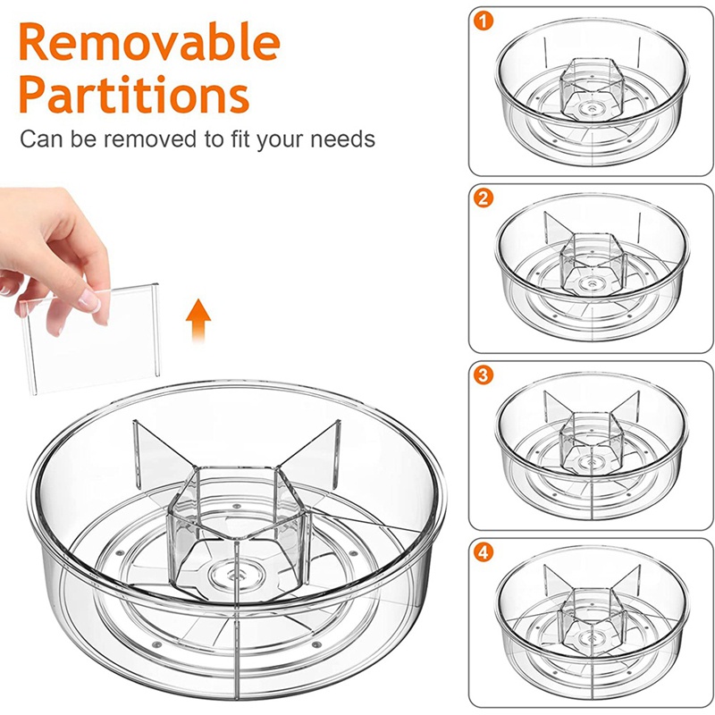 Bàn Xoay Bằng Acrylic Trong Suốt Cỡ Lớn Có Chia Ngăn Sắp Xếp Gọn Gàng Cho Tủ Lạnh Nhà Bếp Nhà Tắm