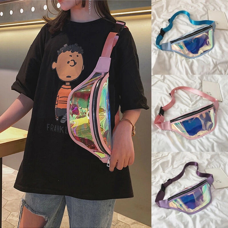 Túi Đeo Hông Bằng TPU Trong Suốt Màu Laser Thời Trang Cho Nữ