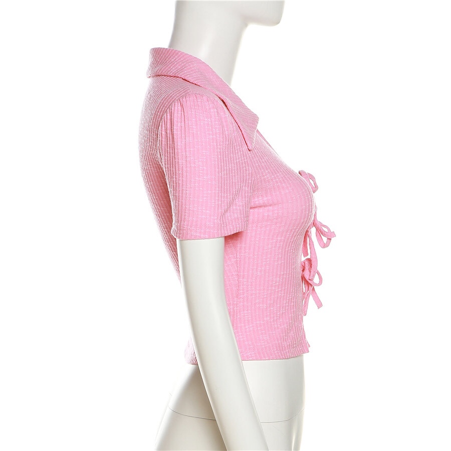 Weird Puss Áo Croptop Dệt Kim Tay Ngắn Màu Trơn Đơn Giản Thời Trang Mùa Hè Cho Nữ