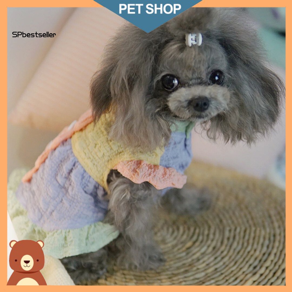 Spbestsellkr Đầm Công Chúa Mùa Hè Polyester Bắt Mắt Màu Sắc Tươi Sáng Cho Cún Cưng