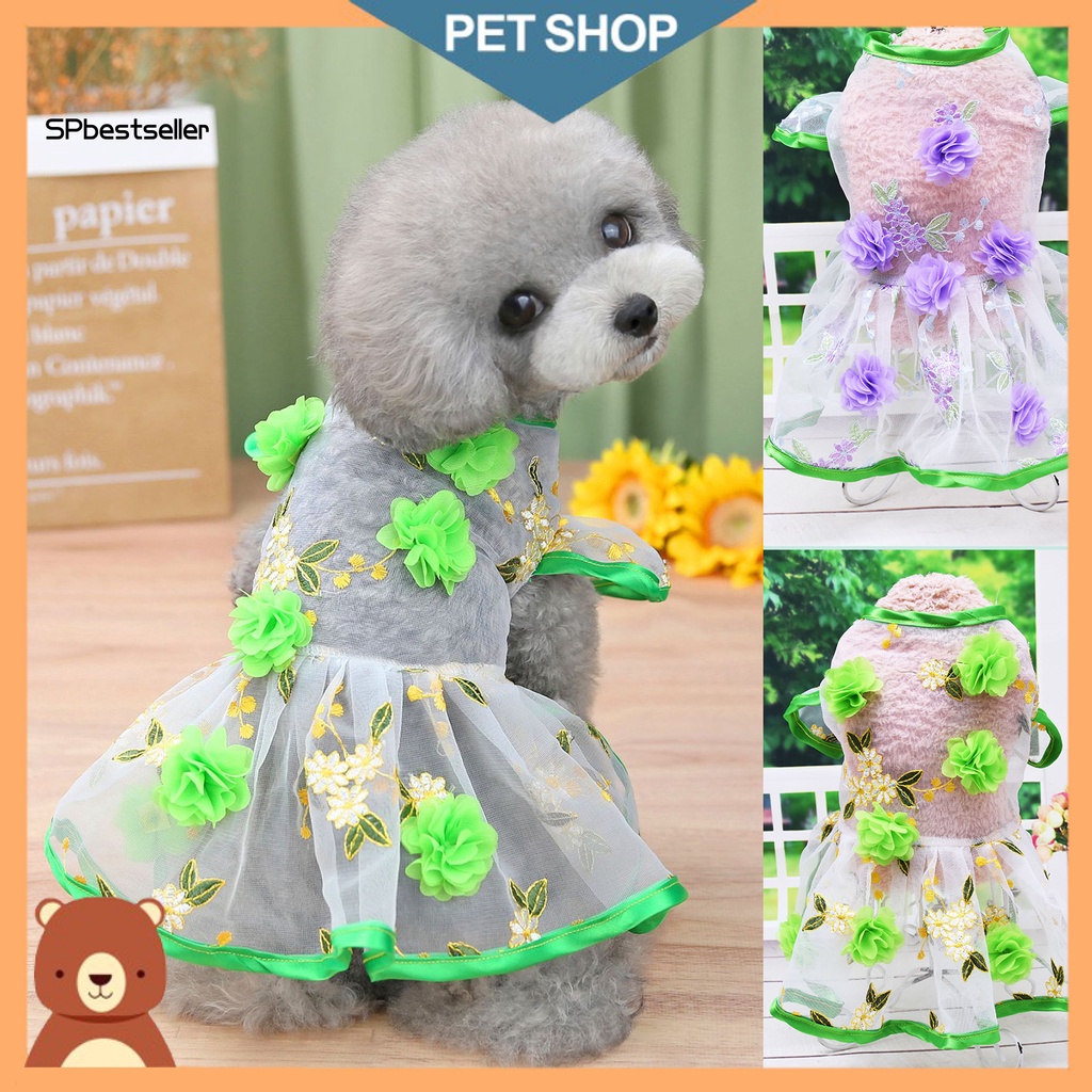 Đầm Công Chúa Phối Lưới Thoáng Khí Thoải Mái Thời Trang Mùa Hè Cho Cún Cưng SPbestsellkr