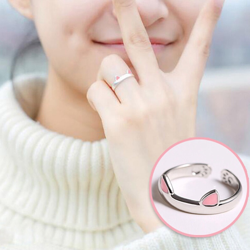 Nhẫn Hình Tai Mèo Dễ Thương Có Thể Điều Chỉnh Kích Cỡ