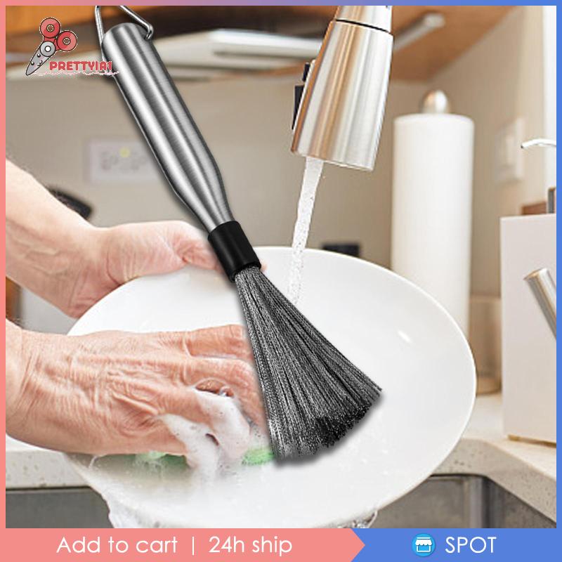 [Prettyia1] Bàn Chải Chà Nồi Chảo Với Tay Cầm Thoải Mái Cho Nồi Chảo Gang